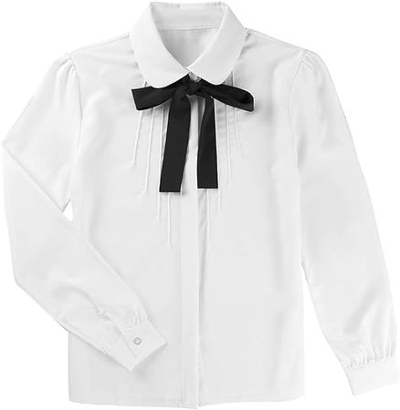XUNZOO Women's Babydoll Collared Blouse Top Bow Tie Neck Business Casual Basic Button-Down Shirt at Amazon Women’s Clothing store