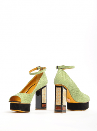 Green Lotus Platform Sandal - last pair (40) by Joanne Stoker / Shoes | Young British Designers