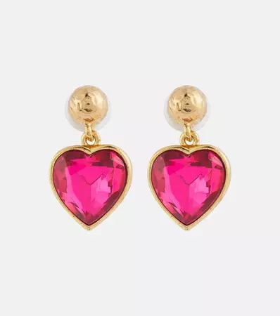 80 S Heart Crystal Drop Earrings in Pink - Oscar De La Renta | Mytheresa