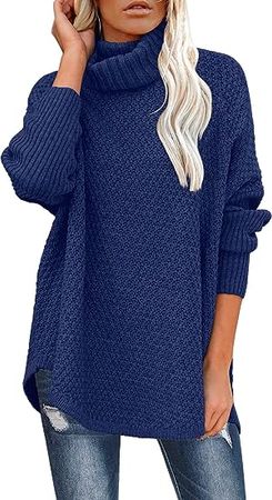 DOROSE Women's Oversized Turtleneck Long Sleeve Casual Pullover Knit Tunic Sweater at Amazon Women’s Clothing store
