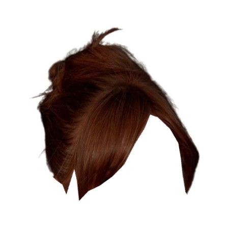 red brown hair curtain bangs messy high bun updo hairstyle