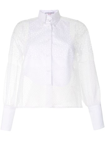 Ermanno Scervino Bib-Front Perforated Lace Blouse Ss20 | Farfetch.Com