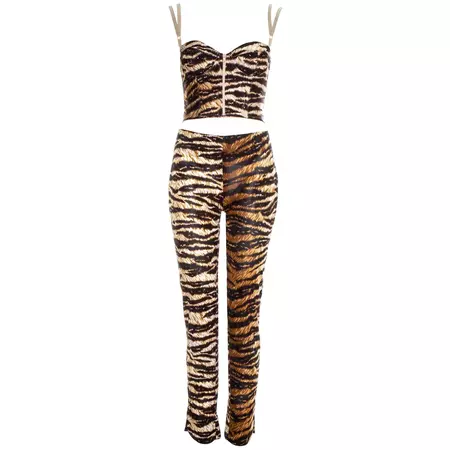 Dolce and Gabbana tiger print corset and pants set, ss 1996 For Sale at 1stDibs | tiger corset