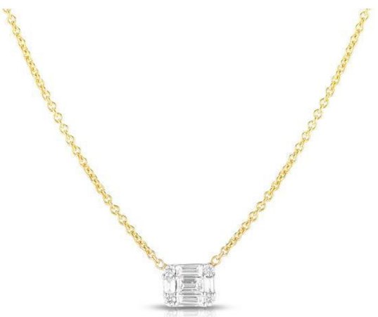 gold rectangular diamond necklace