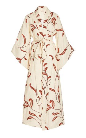 Ecru Soul Quest Printed Linen Kimono by Johanna Ortiz | Moda Operandi