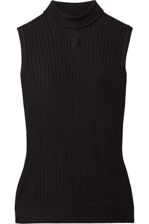 Givenchy | Embroidered ribbed-knit turtleneck top | NET-A-PORTER.COM
