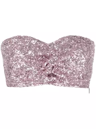 MSGM Sequin Strapless Cropped Top - Farfetch