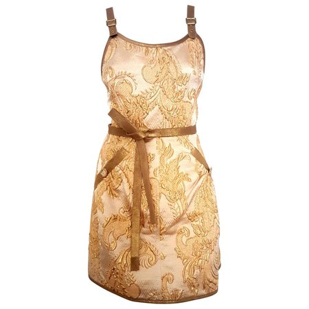 Chanel Runway Beige & Gold Tone Brocade 2013 Cruise Versailles Collection Dress - flower shower hyuna