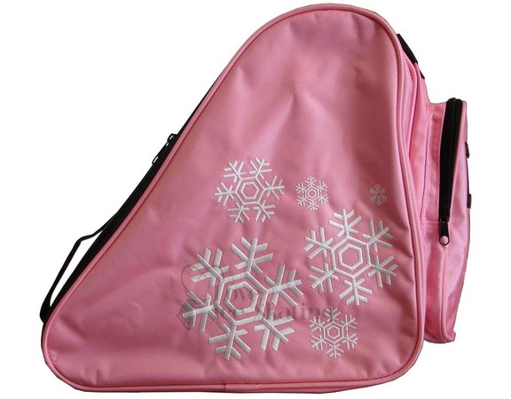 white snowflake pink ice skating bag