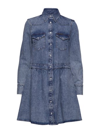 Calvin Klein Jeans Praire Dress (Ba102 Mid Blue) (129.90 €) - Calvin Klein Jeans - | Boozt.com