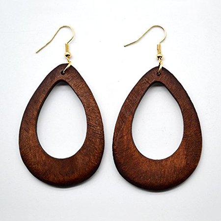 Amazon.com: Natural Wood Earrings Geometric Triangle Earrings Wooden Water Drop Earrings for Women Statement Teardrop Jewelry 2 Pairs Of Set-brown teardrop: Clothing
