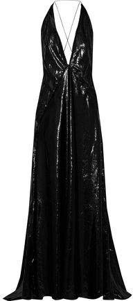 Open-back Metallic Velvet Gown