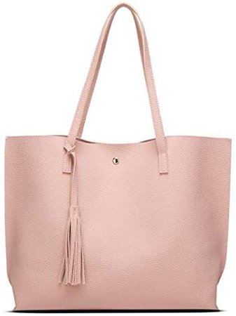 Amazon.com | Women Girls Tassels Leather Tote Shoulder Bags Satchel Handbags Large Laptop Purses (Pink) | Luggage & Travel Gear