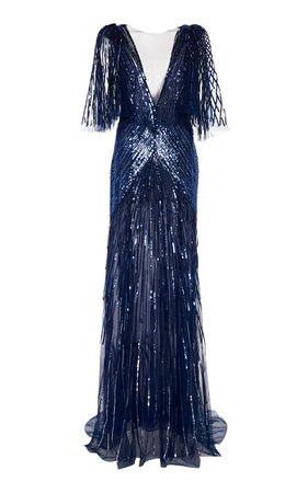 Sequin-Detailed Silk-Chiffon Gown by Monique Lhuillier | Moda Operandi