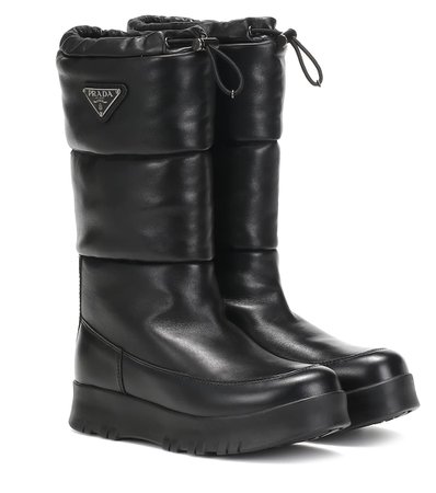 Platform Leather Boots - Prada | Mytheresa