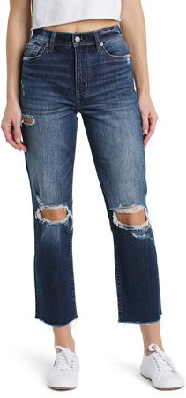 Straight Up Ripped High Waist Crop Jeans