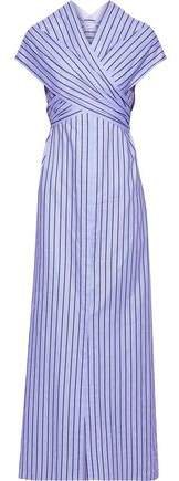 Wrap-effect Striped Cotton Maxi Dress