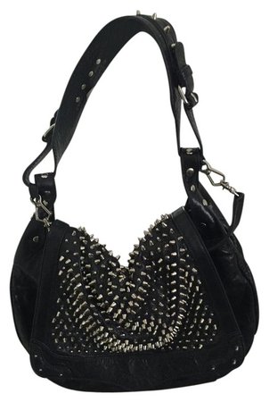 *clipped by @luci-her* Rebecca Minkoff Moonstruck Studded Dark Navy Blue Leather Calfskin Hobo Bag - Tradesy