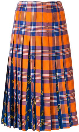tartan print pleated skirt