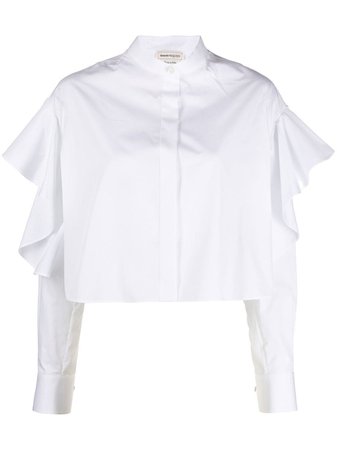 Alexander McQueen Ruffled Cropped Cotton Shirt - Farfetch