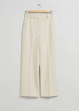 Wide Press Crease Trousers - Cream - & Other Stories BE