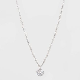 Sterling Silver With Floating Cubic Zirconia Pendant Necklace - A New Day™ Silver : Target