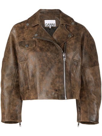 GANNI Washed Leather Short Jacket - Farfetch