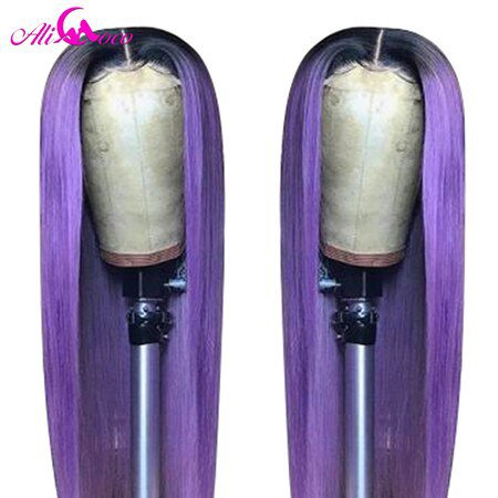 ALI Coco 150% Pink Human Hair Wig Brazilian Remy Straight Yellow Lace Front Wig Green Red Light Blue Purple Ombre Wigs For Women|Human Hair Lace Wigs| - AliExpress