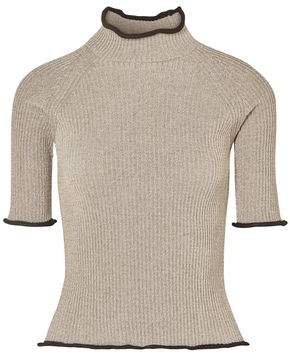 Alya Metallic Ribbed-knit Turtleneck Top