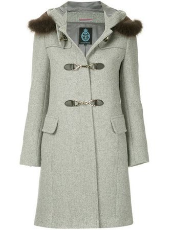 GUILD PRIME fur collar double breasted coat