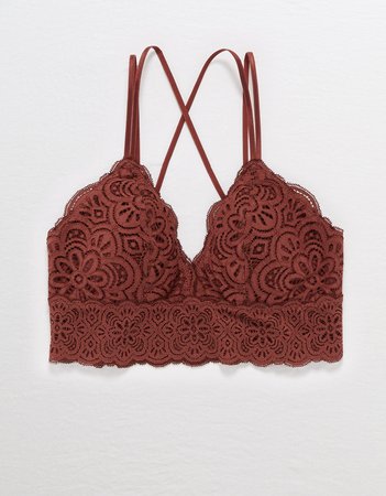 Aerie Flora Lace Padded Bralette, Blue Garden | Aerie for American Eagle