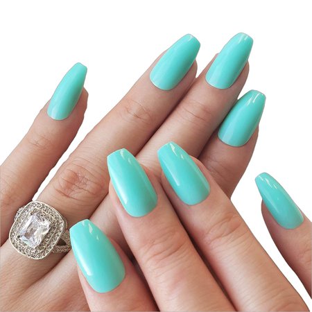 simple turquoise aqua nails