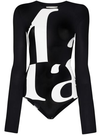 Maison Margiela logo-print long-sleeve bodysuit black S51NA0089S20518 - Farfetch