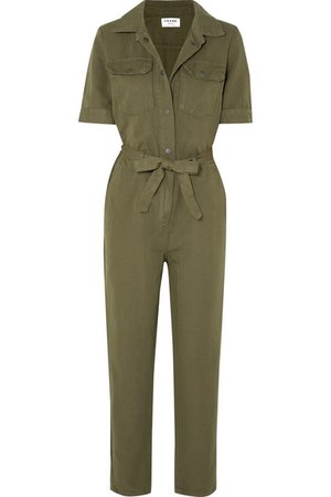 FRAME | Belted cotton and linen-blend jumpsuit | NET-A-PORTER.COM