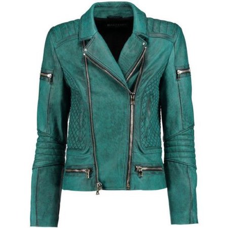 Women’s Designer Outfit Diamond Quilted Moto Teal Leather Jacket - All Sizes | eBay
