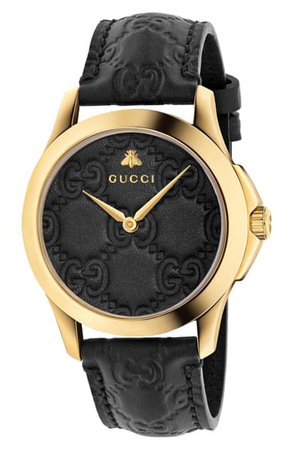 Gucci G-Timeless Leather Strap Watch, 38mm | Nordstrom