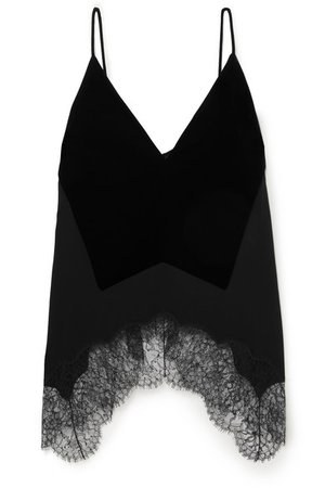 Givenchy | Velvet, crepe and lace camisole | NET-A-PORTER.COM