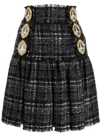 Dolce & Gabbana Queen Buttons Tweed Skirt | Farfetch.com
