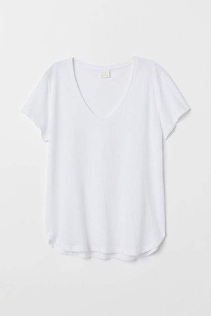V-neck Cotton T-shirt - White