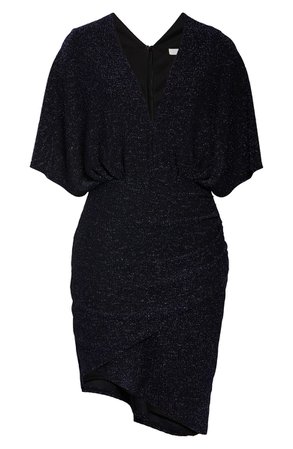Harlyn Metallic Dolman Sleeve Cocktail Dress black