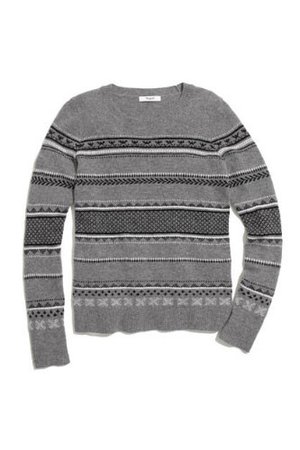 Madewell Women's Gray Fair Isle Striped Sweater
