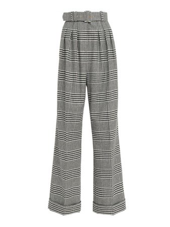 Plaid Belted Trousers