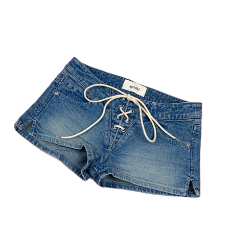 low waist lace up jean denim shorts