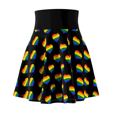 Gay Pride Skater Skirt Rainbow Flag Geometrical Hearts | Etsy