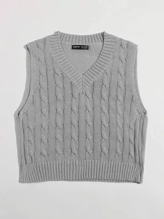 Cable Knit Cropped Sweater Vest | SHEIN USA