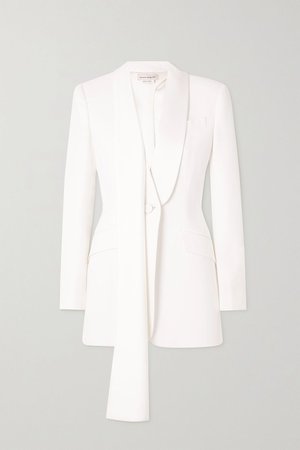 White Draped cutout crepe blazer | Alexander McQueen | NET-A-PORTER