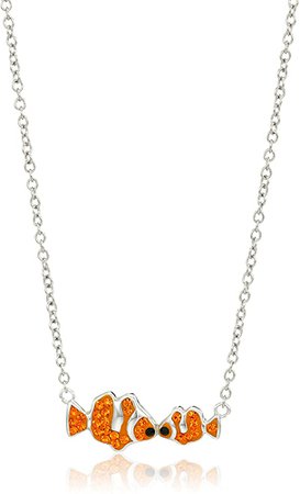 Amazon.com: Silver-Plated You & Me Crystal Clownfish Pendant Necklace, 18" : Clothing, Shoes & Jewelry