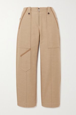 Cropped Linen And Cotton-blend Wide-leg Pants - Beige