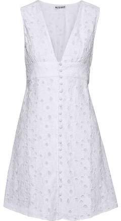 W118 By Baker Moore Broderie Anglaise Cotton-matelasse Mini Dress