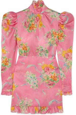Alessandra Rich | Ruffle-trimmed floral-print silk-organza mini dress | NET-A-PORTER.COM